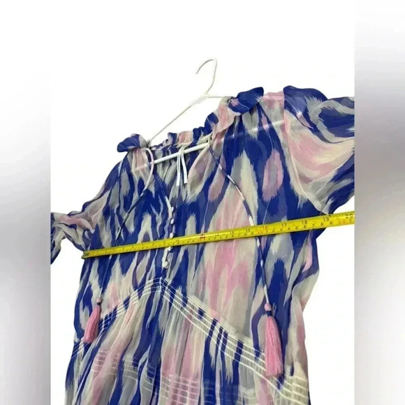 Anthropologie Marais Chiffon Maxi Dress Ruffled Tiers Sheer Tassel Beach Small - Picture 7 of 13